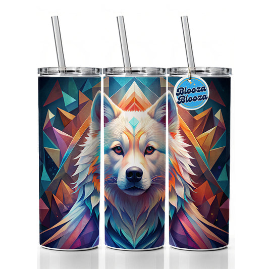 Samoyed Dog Abstract Stylized Art Skinny Tumbler 20oz with Straw Insulated Water Bottle Gift