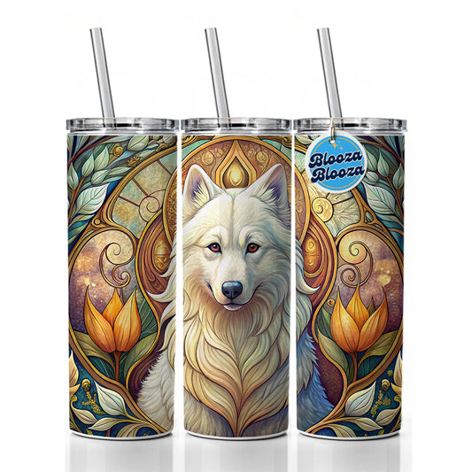 Samoyed Dog Art Nouveau Skinny Tumbler 20oz with Straw Insulated Water Bottle Gift