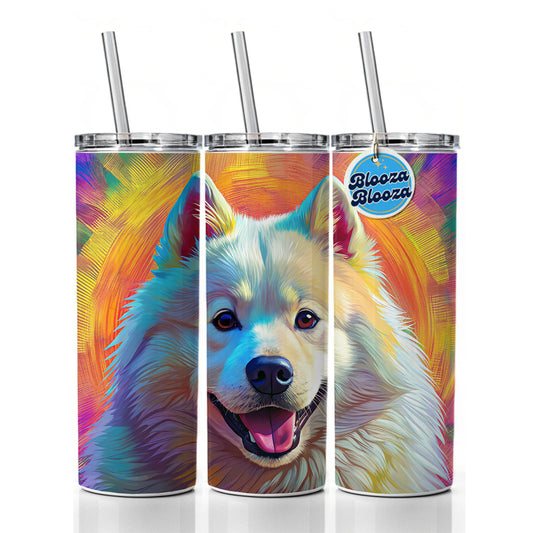 Samoyed Dog Pop Art Skinny Tumbler 20oz with Straw Insulated Water Bottle Gift