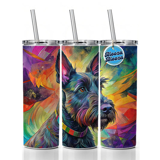 Scottish Terrier Dog Abstract Art Skinny Tumbler 20oz with Straw Insulated Water Bottle Gift