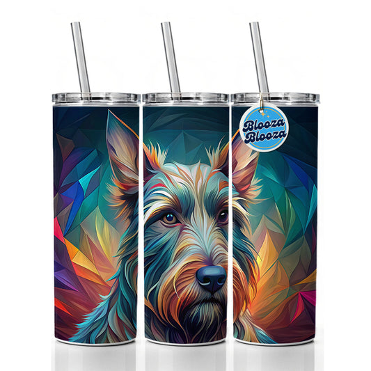 Scottish Terrier Dog Abstract Stylized Art Skinny Tumbler 20oz with Straw Insulated Water Bottle Gift