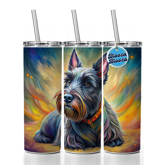 Scottish Terrier Dog Illustration Skinny Tumbler 20oz with Straw Insulated Water Bottle Gift