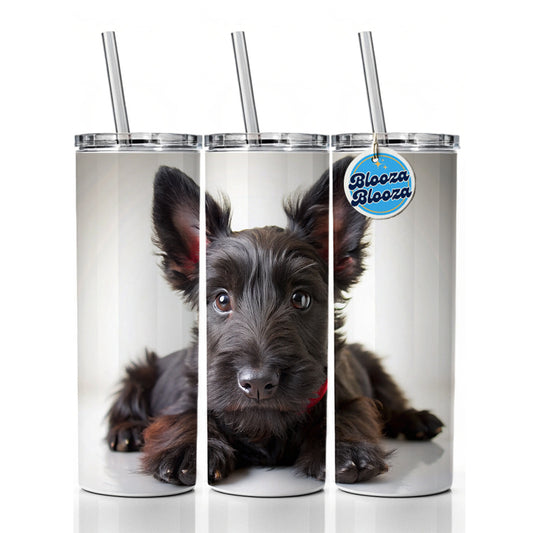 Scottish Terrier Dog Puppy Photo Skinny Tumbler 20oz with Straw Insulated Water Bottle Gift