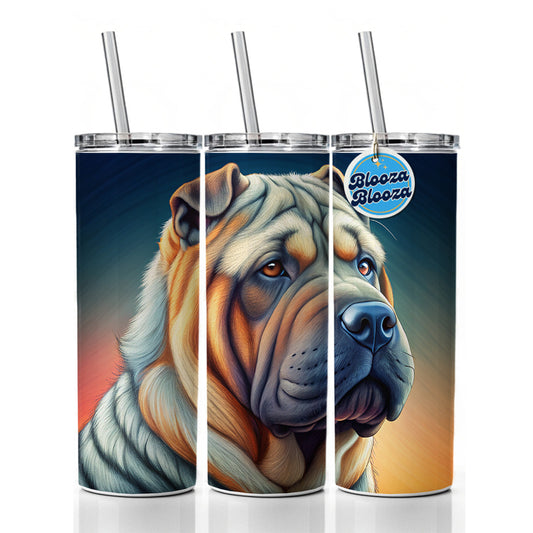 Shar Pei Dog Art Nouveau Skinny Tumbler 20oz with Straw Insulated Water Bottle Gift