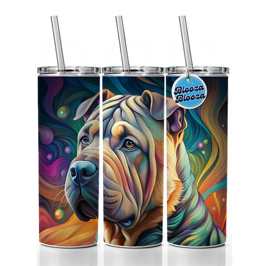 Shar Pei Dog Contemporary Art Skinny Tumbler 20oz with Straw Insulated Water Bottle Gift