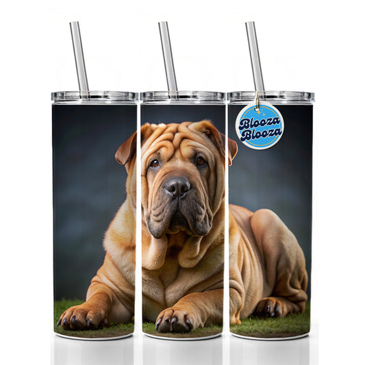 Shar Pei Dog Photo Skinny Tumbler 20oz with Straw Insulated Water Bottle Gift