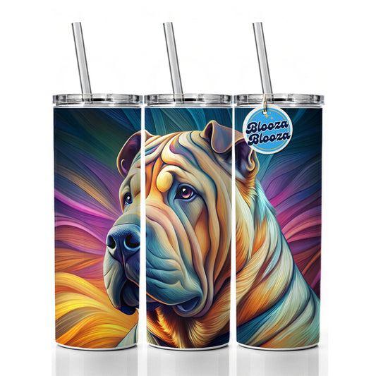 Shar Pei Dog Pop Art Skinny Tumbler 20oz with Straw Insulated Water Bottle Gift