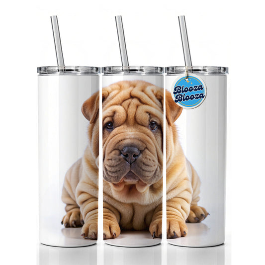 Shar Pei Dog Puppy Photo Skinny Tumbler 20oz with Straw Insulated Water Bottle Gift