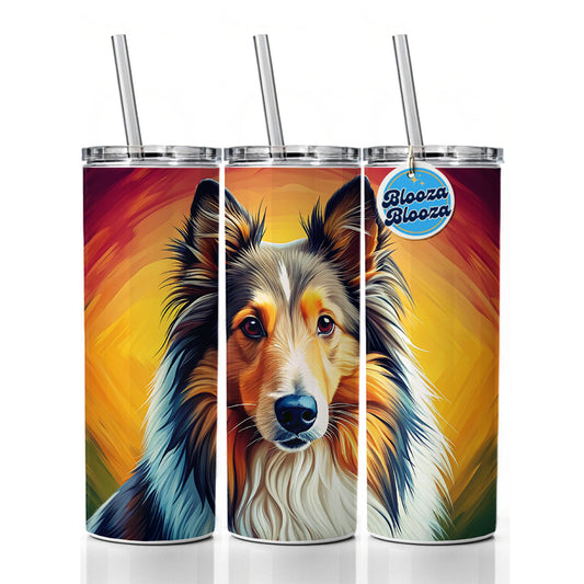 Shetland Sheepdog Sheltie Dog Pop Art Skinny Tumbler 20oz with Straw Insulated Water Bottle Gift