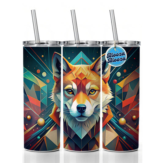 Shiba Inu Dog Abstract Stylized Art Skinny Tumbler 20oz with Straw Insulated Water Bottle Gift