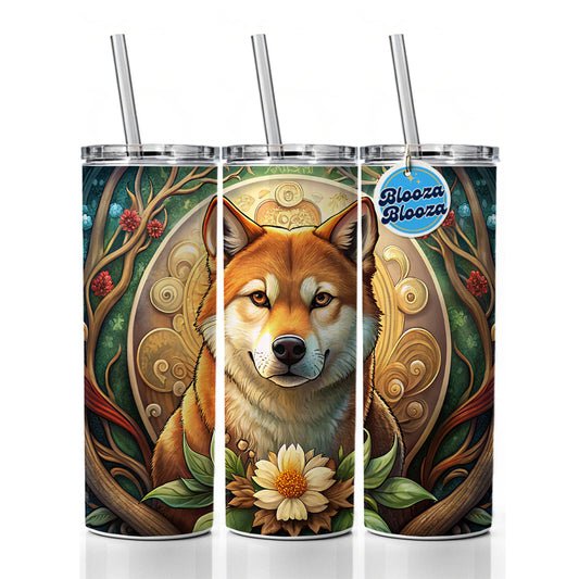 Shiba Inu Dog Art Nouveau Skinny Tumbler 20oz with Straw Insulated Water Bottle Gift