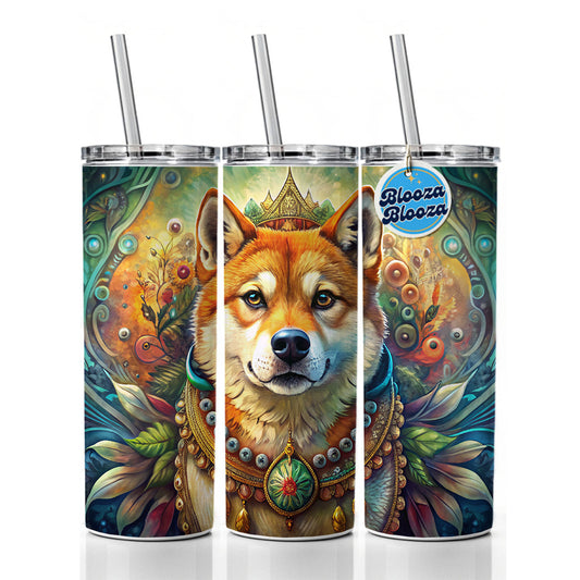 Shiba Inu Dog Bohemian Art Skinny Tumbler 20oz with Straw Insulated Water Bottle Gift