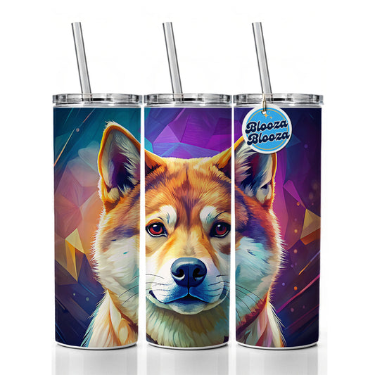 Shiba Inu Dog Pop Art Skinny Tumbler 20oz with Straw Insulated Water Bottle Gift