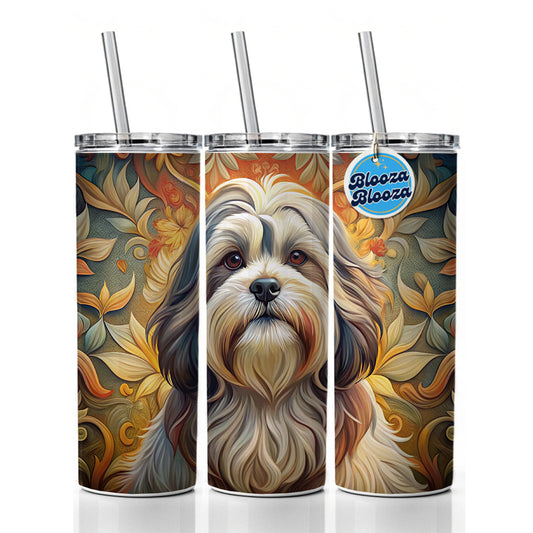 Shih Tzu Dog Art Nouveau Skinny Tumbler 20oz with Straw Insulated Water Bottle Gift