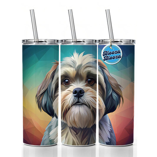 Shih Tzu Dog Contemporary Art Skinny Tumbler 20oz with Straw Insulated Water Bottle Gift