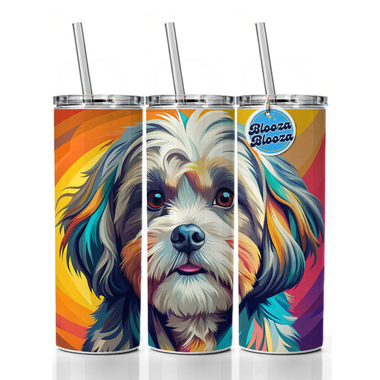 Shih Tzu Dog Pop Art Skinny Tumbler 20oz with Straw Insulated Water Bottle Gift