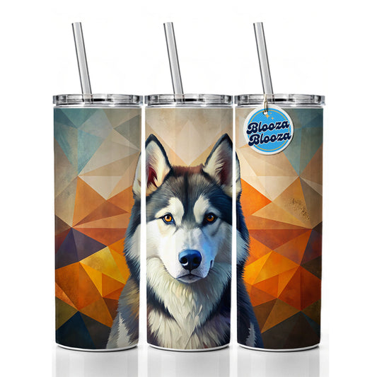 Siberian Husky Dog Contemporary Art Skinny Tumbler 20oz with Straw Insulated Water Bottle Gift