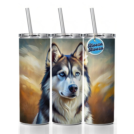 Siberian Husky Dog Expressionism Art Skinny Tumbler 20oz with Straw Insulated Water Bottle Gift