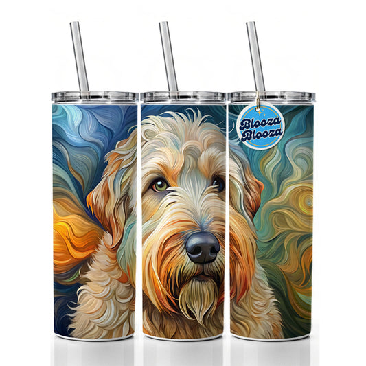Soft Coated Wheaten Terrier Dog Abstract Art Skinny Tumbler 20oz with Straw Insulated Water Bottle Gift