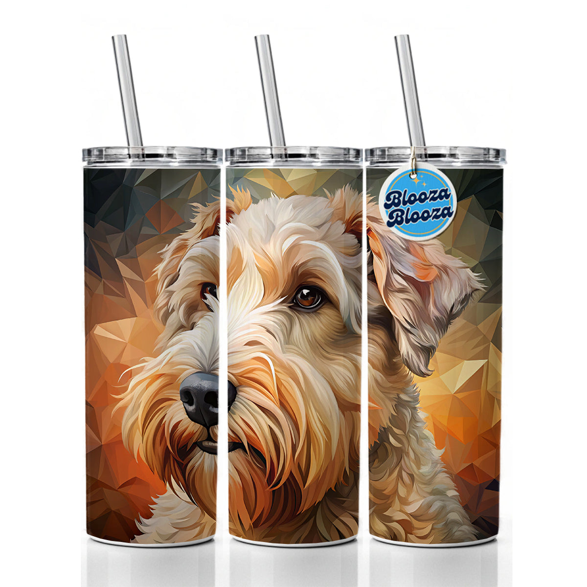 Soft Coated Wheaten Terrier Dog Abstract Stylized Art Skinny Tumbler 20oz with Straw Insulated Water Bottle Gift