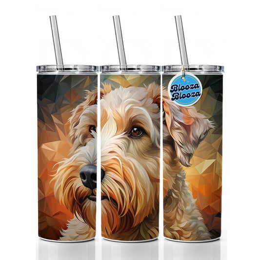 Soft Coated Wheaten Terrier Dog Abstract Stylized Art Skinny Tumbler 20oz with Straw Insulated Water Bottle Gift
