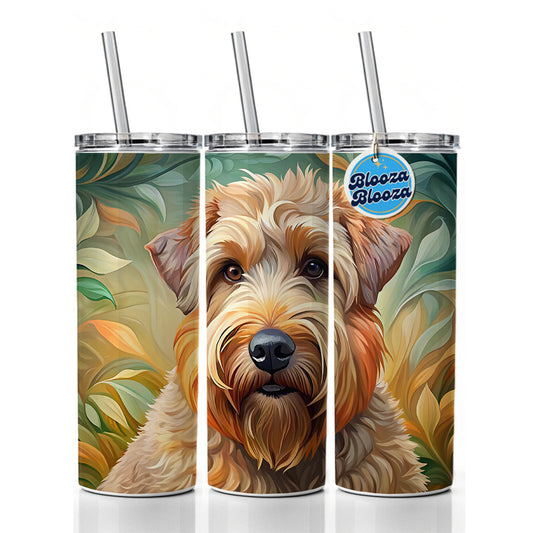 Soft Coated Wheaten Terrier Dog Art Nouveau Skinny Tumbler 20oz with Straw Insulated Water Bottle Gift