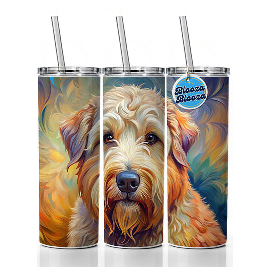 Soft Coated Wheaten Terrier Dog Expressionism Art Skinny Tumbler 20oz with Straw Insulated Water Bottle Gift