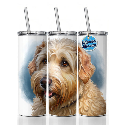 Soft Coated Wheaten Terrier Dog Illustration Skinny Tumbler 20oz with Straw Insulated Water Bottle Gift