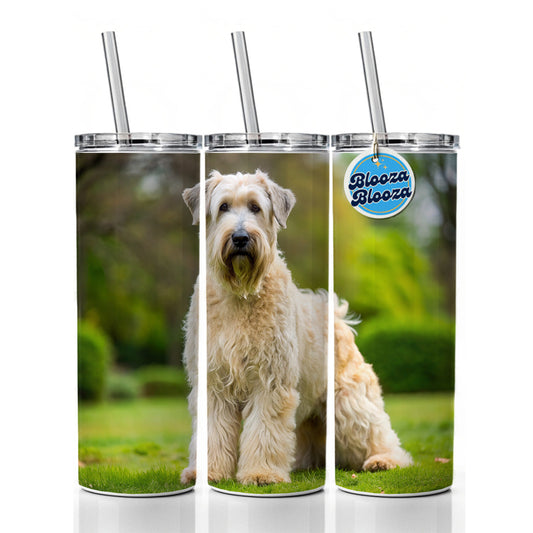 Soft Coated Wheaten Terrier Dog Photo Skinny Tumbler 20oz with Straw Insulated Water Bottle Gift