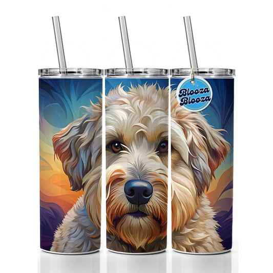 Soft Coated Wheaten Terrier Dog Pop Art Skinny Tumbler 20oz with Straw Insulated Water Bottle Gift