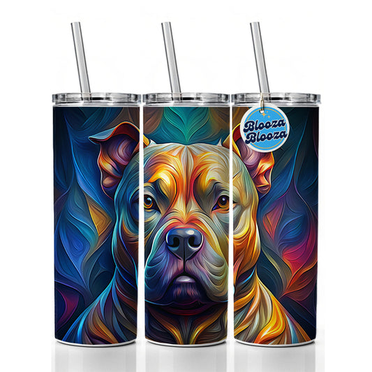 Staffordshire Bull Terrier Staffy Dog Abstract Stylized Art Skinny Tumbler 20oz with Straw Insulated Water Bottle Gift