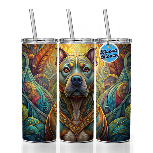 Staffordshire Bull Terrier Staffy Dog Art Nouveau Skinny Tumbler 20oz with Straw Insulated Water Bottle Gift