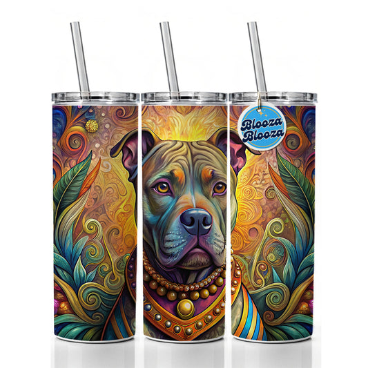 Staffordshire Bull Terrier Staffy Dog Bohemian Art Skinny Tumbler 20oz with Straw Insulated Water Bottle Gift