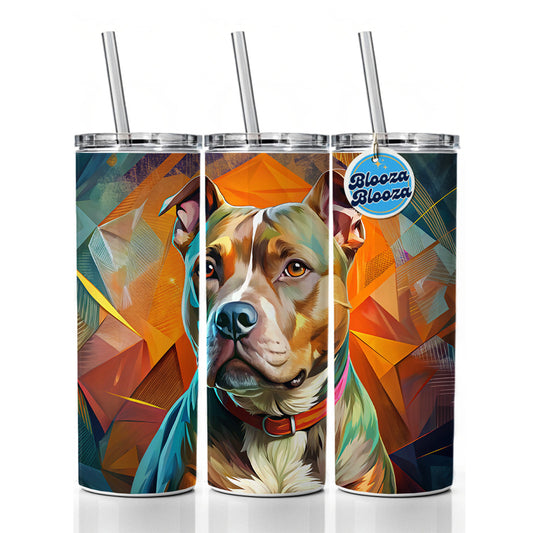 Staffordshire Bull Terrier Staffy Dog Contemporary Art Skinny Tumbler 20oz with Straw Insulated Water Bottle Gift
