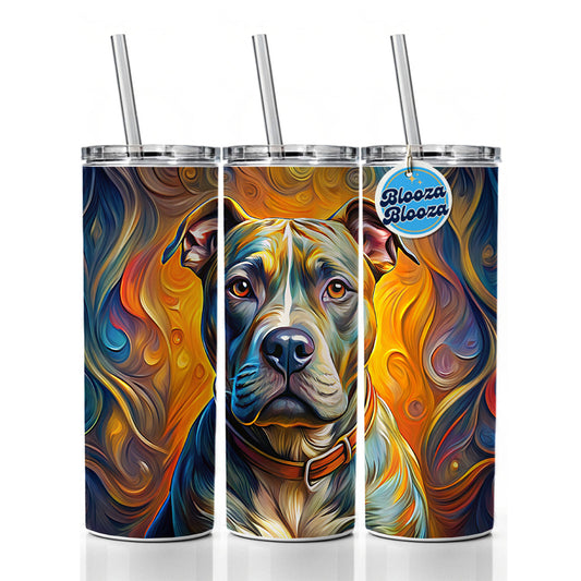 Staffordshire Bull Terrier Staffy Dog Expressionism Art Skinny Tumbler 20oz with Straw Insulated Water Bottle Gift