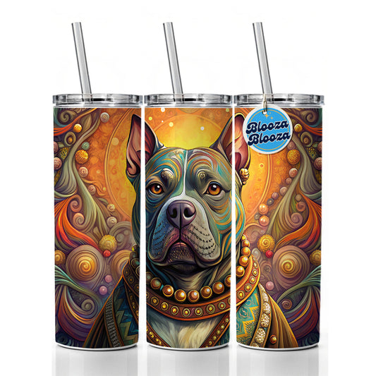 Staffordshire Bull Terrier Staffy Dog French Bohemian Art Skinny Tumbler 20oz with Straw Insulated Water Bottle Gift