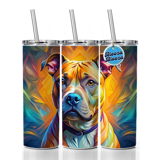 Staffordshire Bull Terrier Staffy Dog Pop Art Skinny Tumbler 20oz with Straw Insulated Water Bottle Gift