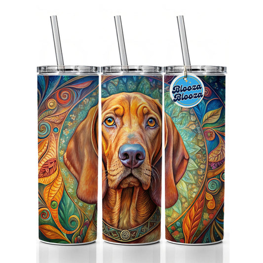 Vizsla Dog Bohemian Art Skinny Tumbler 20oz with Straw Insulated Water Bottle Gift