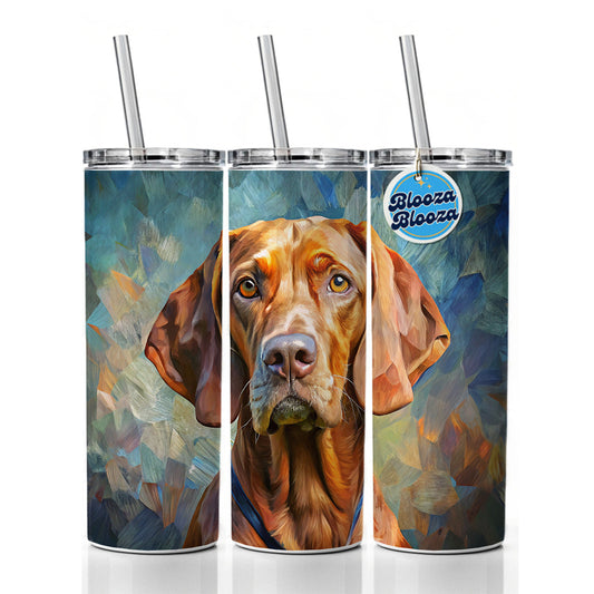 Vizsla Dog Expressionism Art Skinny Tumbler 20oz with Straw Insulated Water Bottle Gift