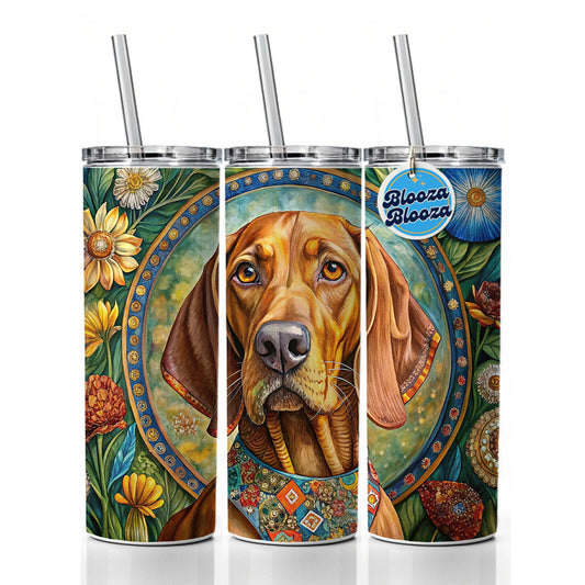 Vizsla Dog French Bohemian Art Skinny Tumbler 20oz with Straw Insulated Water Bottle Gift