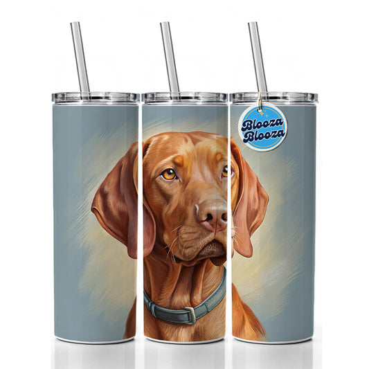 Vizsla Dog Illustration Skinny Tumbler 20oz with Straw Insulated Water Bottle Gift
