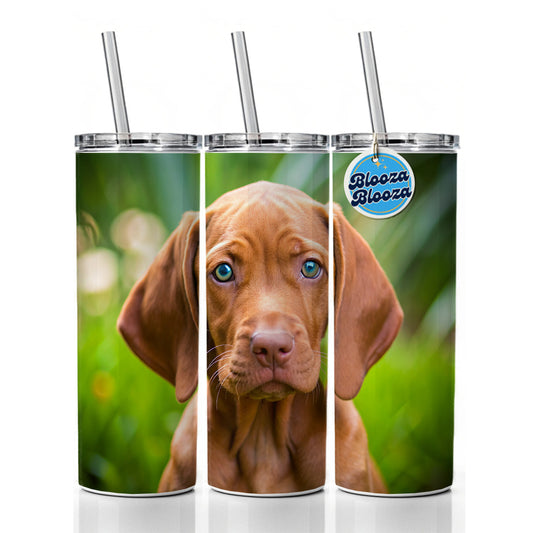 Vizsla Dog Puppy Photo Skinny Tumbler 20oz with Straw Insulated Water Bottle Gift