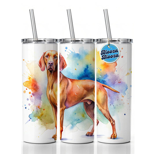 Vizsla Dog Watercolor Style Skinny Tumbler 20oz with Straw Insulated Water Bottle Gift