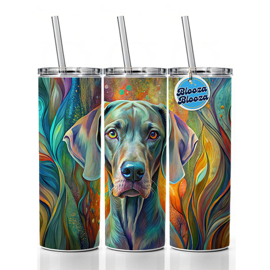Weimaraner Dog Abstract Art Skinny Tumbler 20oz with Straw Insulated Water Bottle Gift