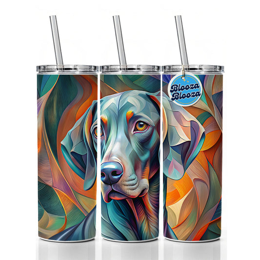 Weimaraner Dog Abstract Stylized Art Skinny Tumbler 20oz with Straw Insulated Water Bottle Gift