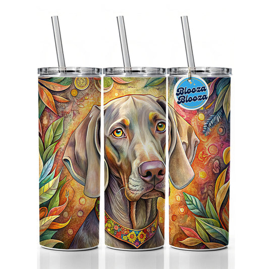 Weimaraner Dog Bohemian Art Skinny Tumbler 20oz with Straw Insulated Water Bottle Gift