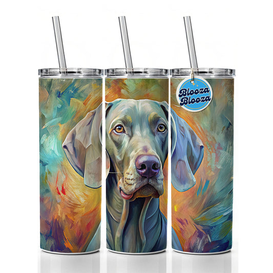Weimaraner Dog Expressionism Art Skinny Tumbler 20oz with Straw Insulated Water Bottle Gift