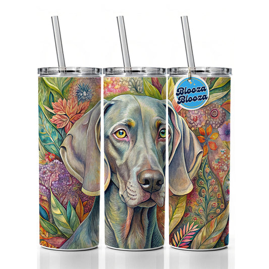 Weimaraner Dog French Bohemian Art Skinny Tumbler 20oz with Straw Insulated Water Bottle Gift