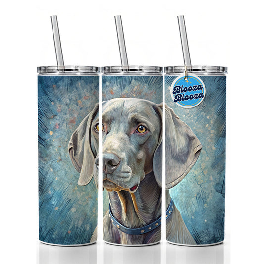 Weimaraner Dog Illustration Skinny Tumbler 20oz with Straw Insulated Water Bottle Gift