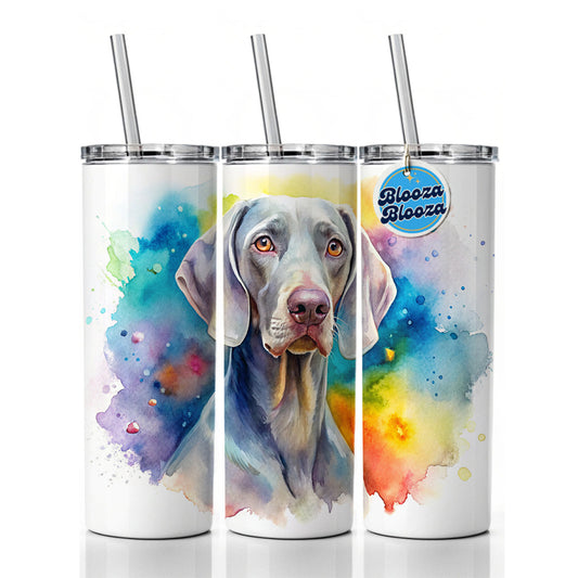 Weimaraner Dog Watercolor Style Skinny Tumbler 20oz with Straw Insulated Water Bottle Gift